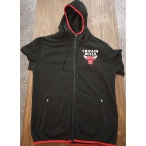 Chicago‎ Bulls NBA Black Logo Full Zip Fleece w Pockets Men's Hoodie Size Medium